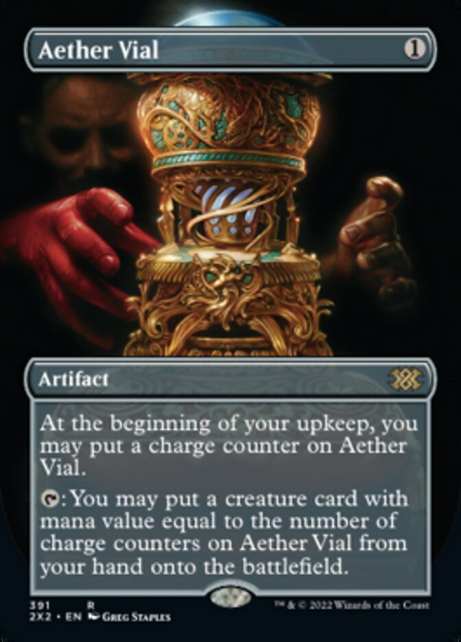 Aether Vial (Borderless Alternate Art) [Double Masters 2022] | Mega City Incorporated