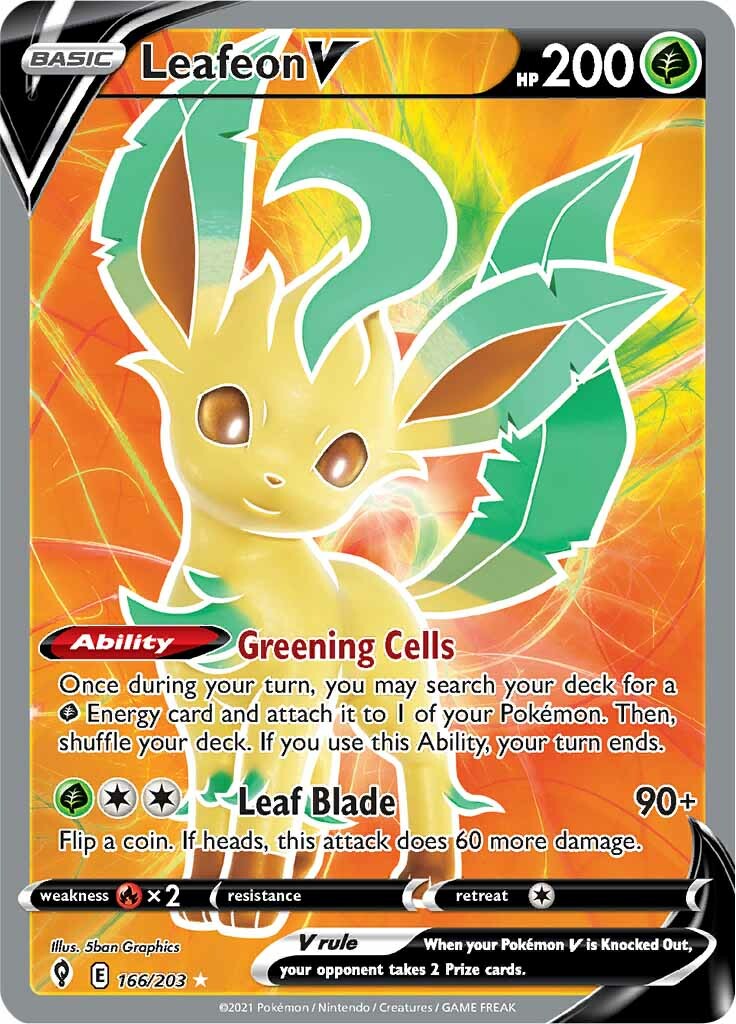 Leafeon V (166/203) [Sword & Shield: Evolving Skies] | Mega City Incorporated