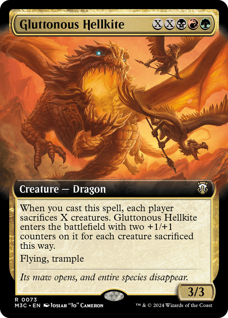 Gluttonous Hellkite (Extended Art) (Ripple Foil) [Modern Horizons 3 Commander] | Mega City Incorporated