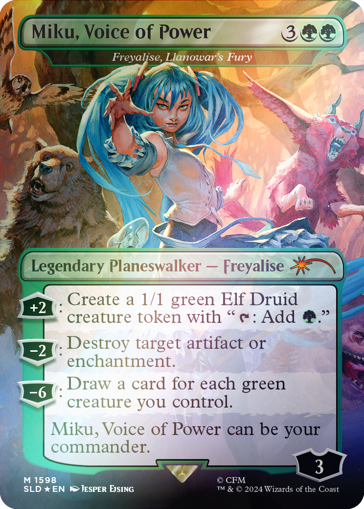 Miku, Voice of Power - Freyalise, Llanowar's Fury (Rainbow Foil) [Secret Lair Drop Series] | Mega City Incorporated