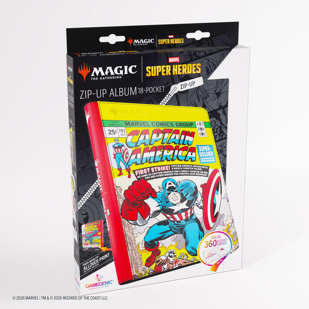 Magic: The Gathering Marvel Superheroes Zip-Up Album 18-Pocket (Captain America and Black Panther) - GameGenic Storage Albums | Mega City Incorporated