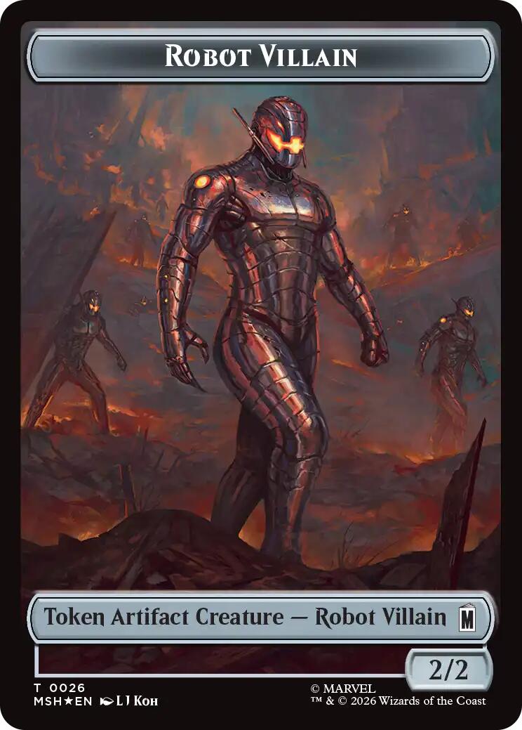 Villain // Robot Villain Double-Sided Token (025//026) (Surge Foil) [Marvel Super Heroes Tokens] | Mega City Incorporated