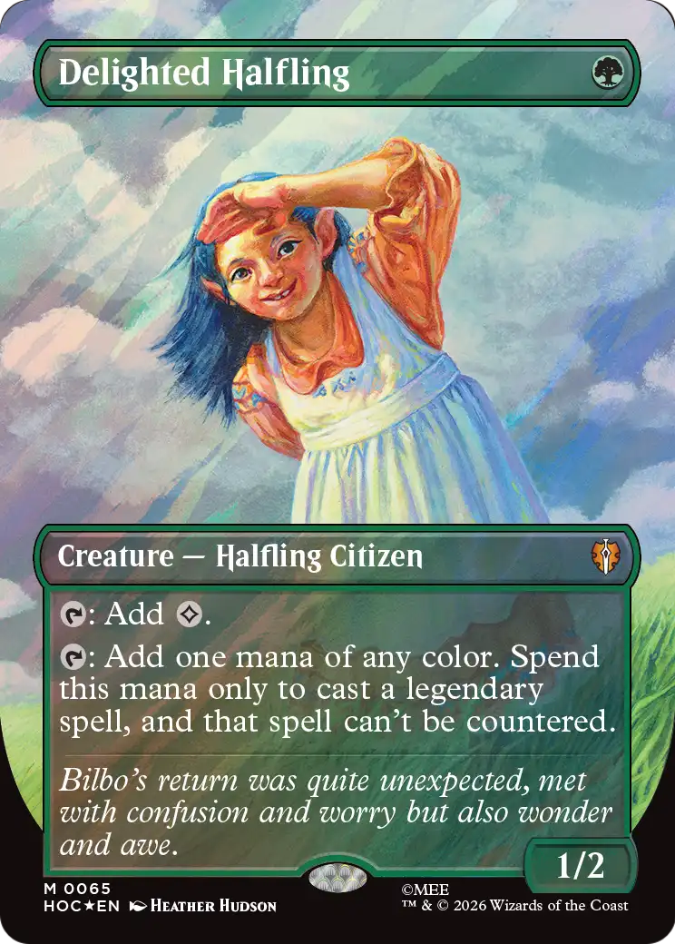 Delighted Halfling (Borderless) (Surge Foil) [The Hobbit] | Mega City Incorporated