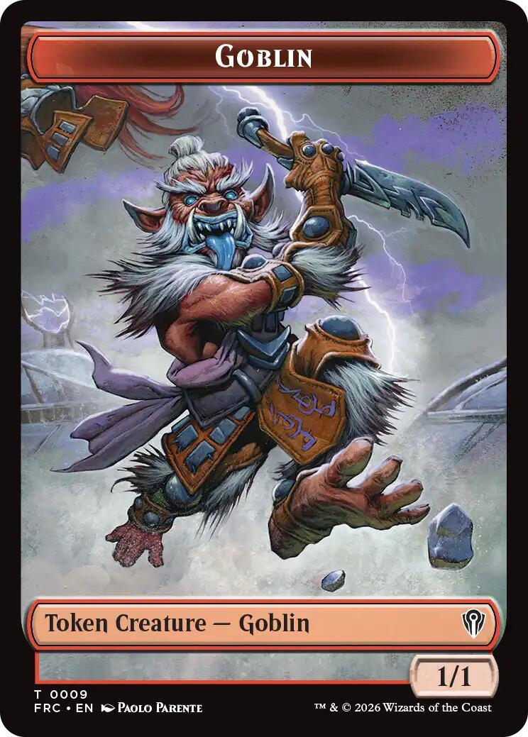 Goblin // Spirit Double-Sided Token [Reality Fracture Commander Tokens] | Mega City Incorporated
