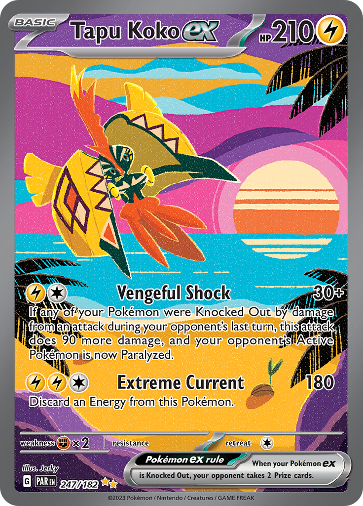 Tapu Koko ex (247/182) [Scarlet & Violet: Paradox Rift] | Mega City Incorporated