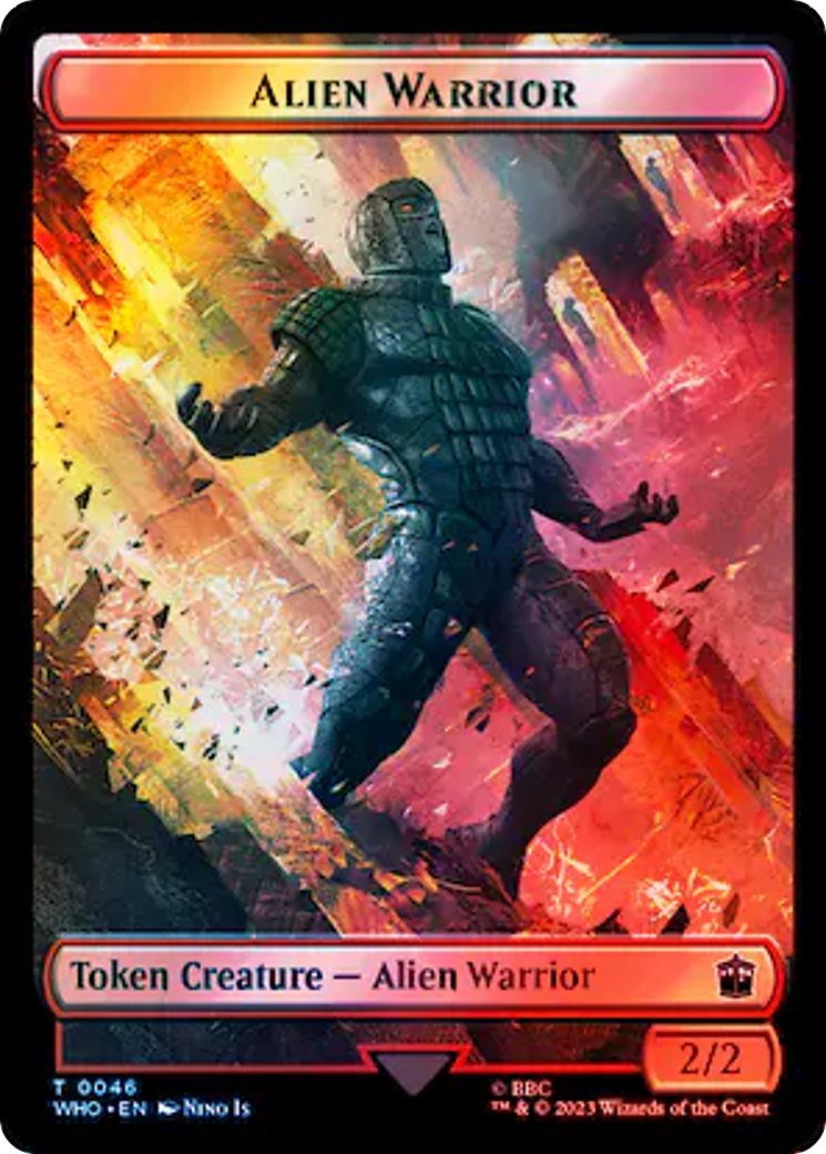 Alien // Alien Warrior Double-Sided Token (Surge Foil) [Doctor Who Tokens] | Mega City Incorporated