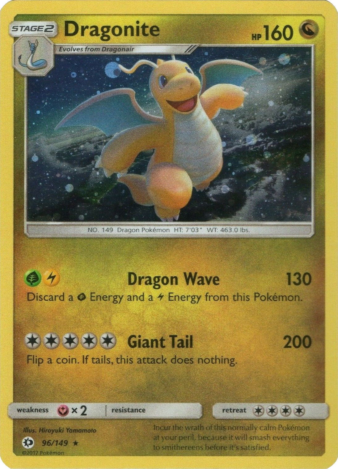 Dragonite (96/149) (Cosmos Holo) [Sun & Moon: Base Set] | Mega City Incorporated