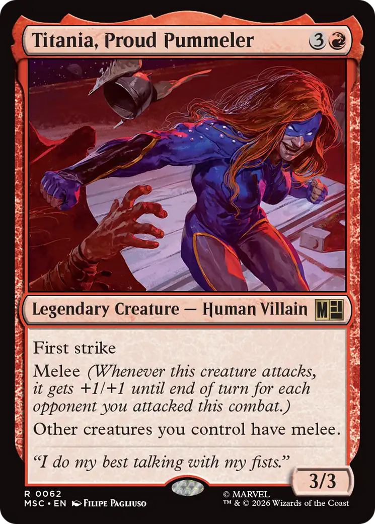 Titania, Proud Pummeler (Surge Foil) [Marvel Super Heroes Commander] | Mega City Incorporated