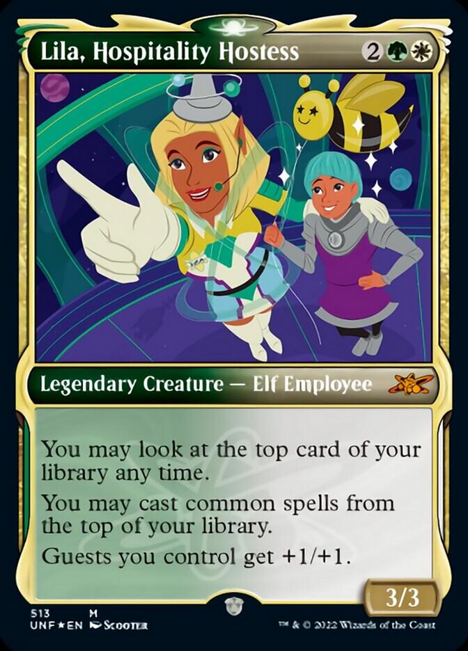 Lila, Hospitality Hostess (Showcase) (Galaxy Foil) [Unfinity] | Mega City Incorporated
