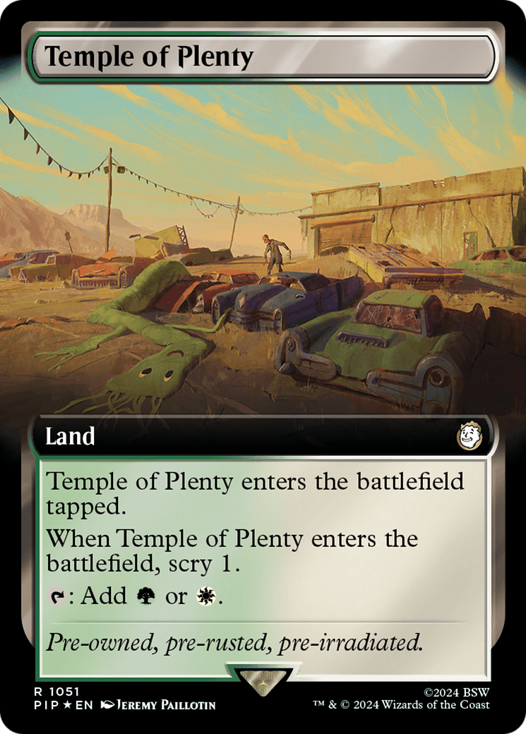 Temple of Plenty (Extended Art) (Surge Foil) [Fallout] | Mega City Incorporated