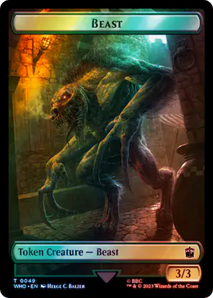 Soldier // Beast Double-Sided Token (Surge Foil) [Doctor Who Tokens] | Mega City Incorporated