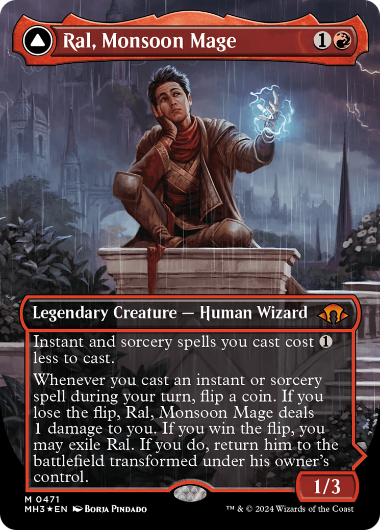 Ral, Monsoon Mage // Ral, Leyline Prodigy (Borderless) (Textured Foil) [Modern Horizons 3] | Mega City Incorporated