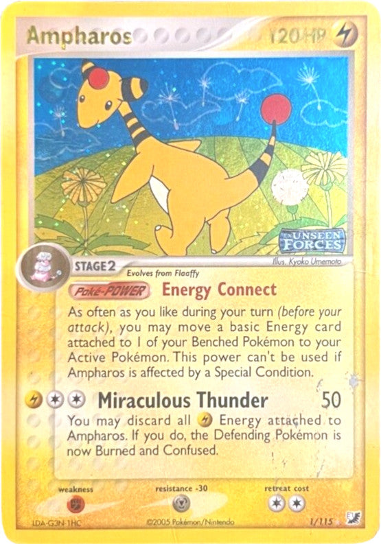 Ampharos (1/115) (Stamped) [EX: Unseen Forces] | Mega City Incorporated