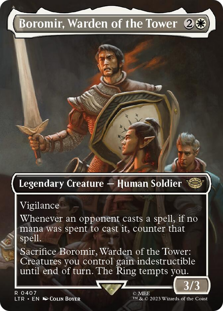 Boromir, Warden of the Tower (Borderless Alternate Art) [The Lord of the Rings: Tales of Middle-Earth] | Mega City Incorporated