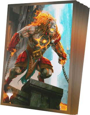 GAMEGEN!C Magic: The Gathering | Reality Fracture Premium Art Sleeves - Ajani, Path of Vengeance | Mega City Incorporated
