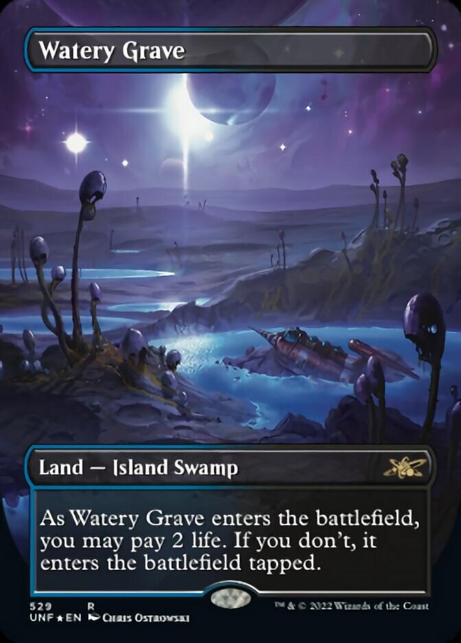 Watery Grave (Borderless) (Galaxy Foil) [Unfinity] | Mega City Incorporated