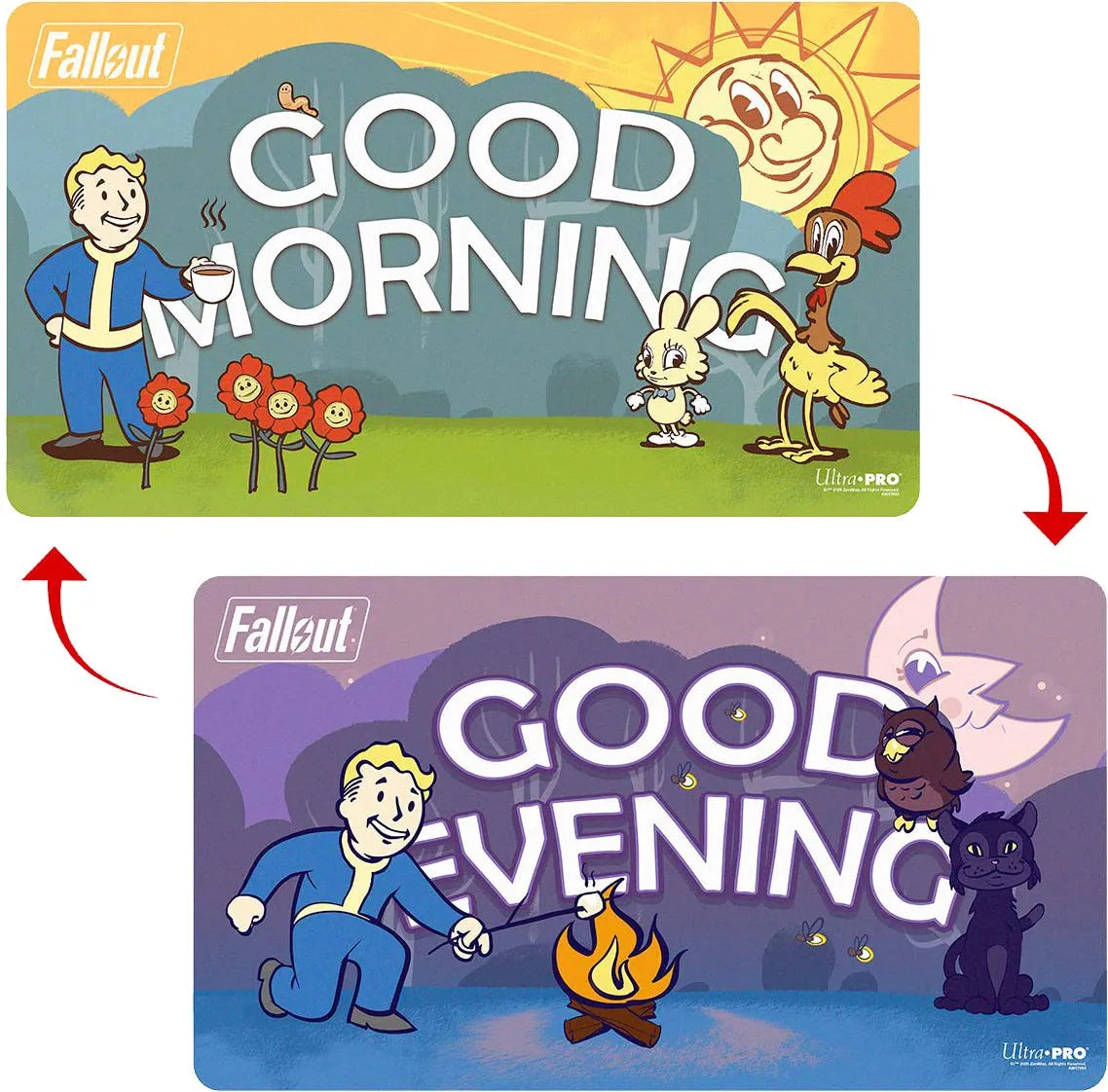 Ultra PRO Fallout - Vault Boy - Double Sided Play Mat -Good Morning/Good Evening | Mega City Incorporated