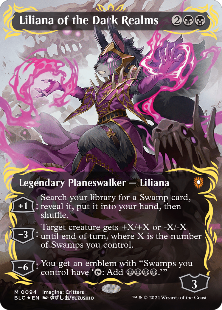 Liliana of the Dark Realms (Borderless) (Raised Foil) [Bloomburrow Commander] | Mega City Incorporated