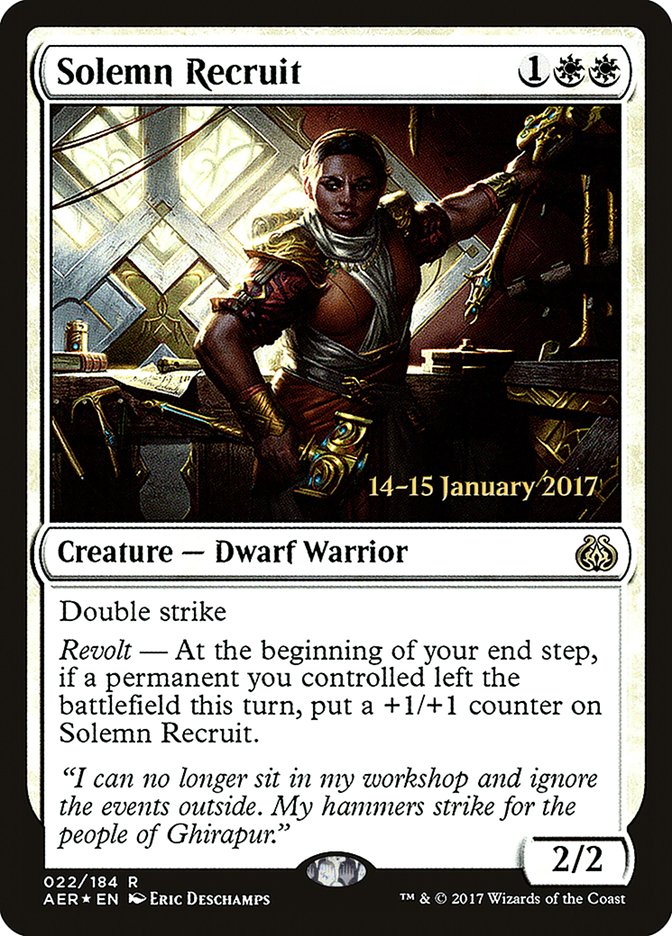 Solemn Recruit [Aether Revolt Prerelease Promos] | Mega City Incorporated