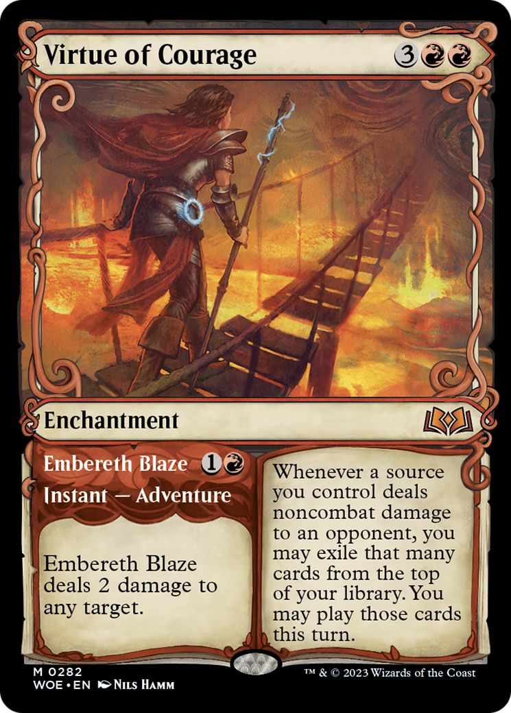 Virtue of Courage // Embereth Blaze (Showcase) [Wilds of Eldraine] | Mega City Incorporated