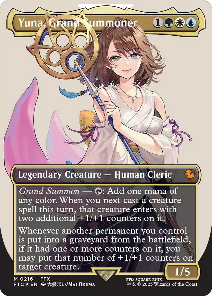 Yuna, Grand Summoner (Borderless) (Surge Foil) [FINAL FANTASY Commander] | Mega City Incorporated