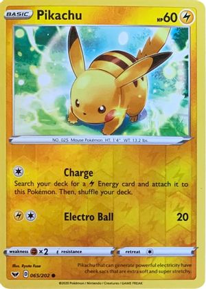 Pikachu (065/202) (Reverse Cosmos Holo) [Sword & Shield: Base Set] | Mega City Incorporated