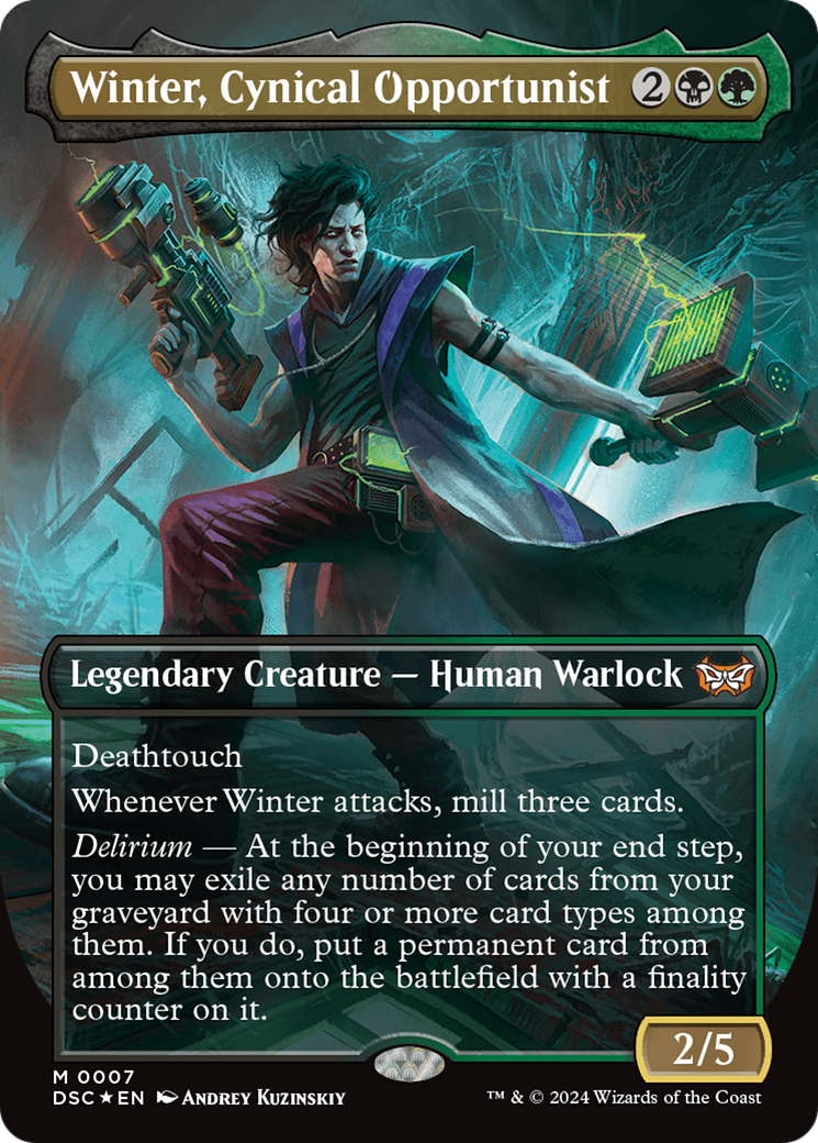 Winter, Cynical Opportunist (Borderless) [Duskmourn: House of Horror Commander] | Mega City Incorporated