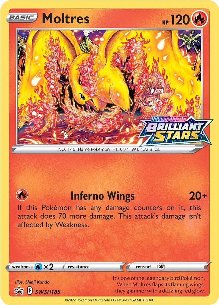 Moltres (SWSH185) (Prerelease Promo) [Sword & Shield: Black Star Promos] | Mega City Incorporated