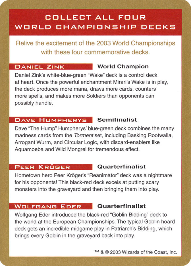 2003 World Championships Ad [World Championship Decks 2003] | Mega City Incorporated