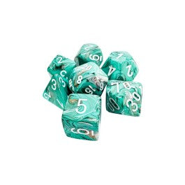 Chessex Mega-Hedral Marble Oxi-Copper/White 7-Piece Set | Mega City Incorporated