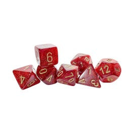 Chessex Mega-Hedral Glitter Ruby/Gold 7-Piece Set | Mega City Incorporated