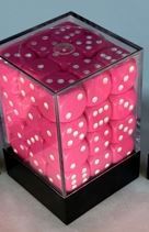 Opaque 12mm d6 Pink/white Dice Block (36 dice) | Mega City Incorporated