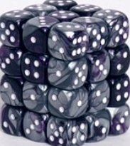 Chessex: Gemini Purple-Steel/White 12Mm D6 Dice Block | Mega City Incorporated
