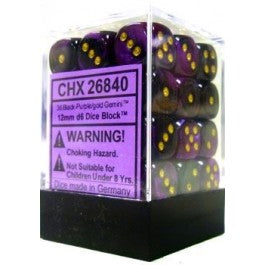 Chessex: Gemini Black-Purple/Gold 12Mm D6 Dice Block | Mega City Incorporated