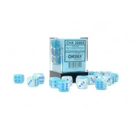 Chessex Gemini Pearl Turquoise-White/Blue Luminary 12MM D6 Dice Block | Mega City Incorporated