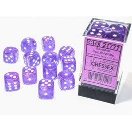 Chessex Borealis 16mm d6 Purple/white Luminary Dice Block (12 dice) | Mega City Incorporated