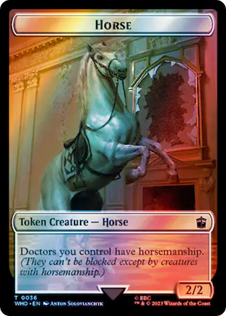 Horse // Clue (0053) Double-Sided Token (Surge Foil) [Doctor Who Tokens] | Mega City Incorporated