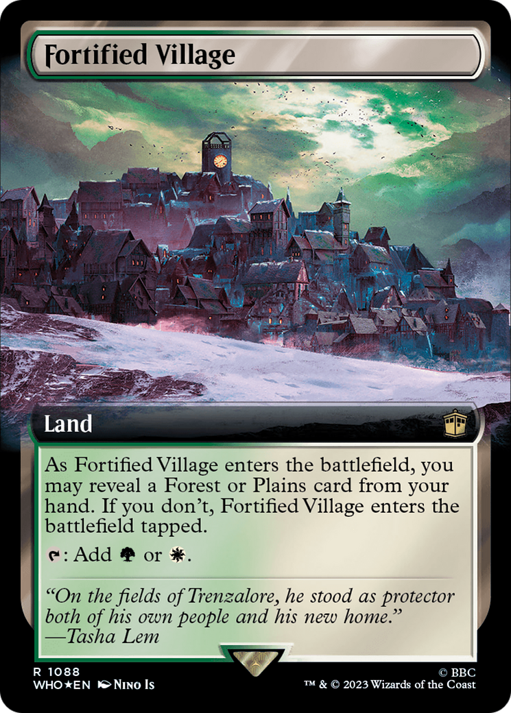 Fortified Village (Extended Art) (Surge Foil) [Doctor Who] | Mega City Incorporated