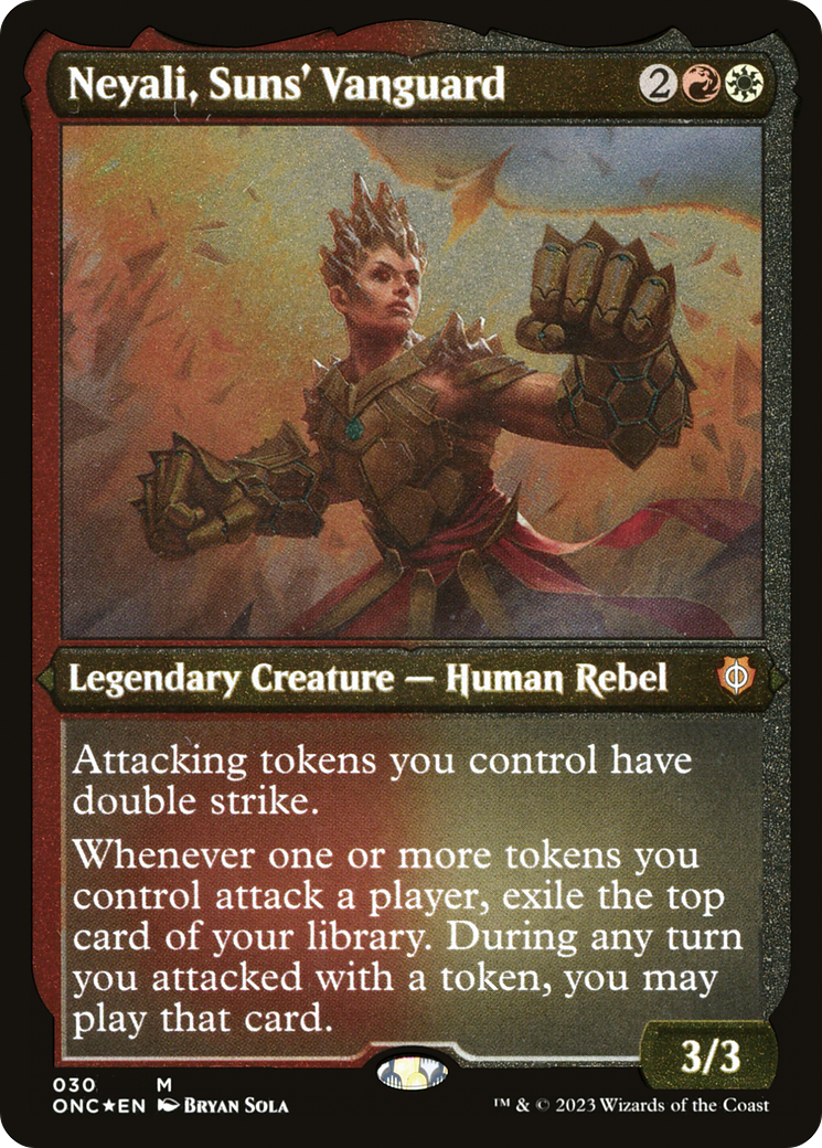 Neyali, Suns' Vanguard (Foil Etched) (Display Commander) [Phyrexia: All Will Be One Commander] | Mega City Incorporated