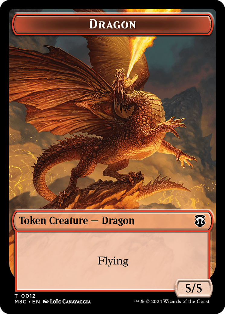 Dragon (Ripple Foil) // Copy Double-Sided Token [Modern Horizons 3 Commander Tokens] | Mega City Incorporated