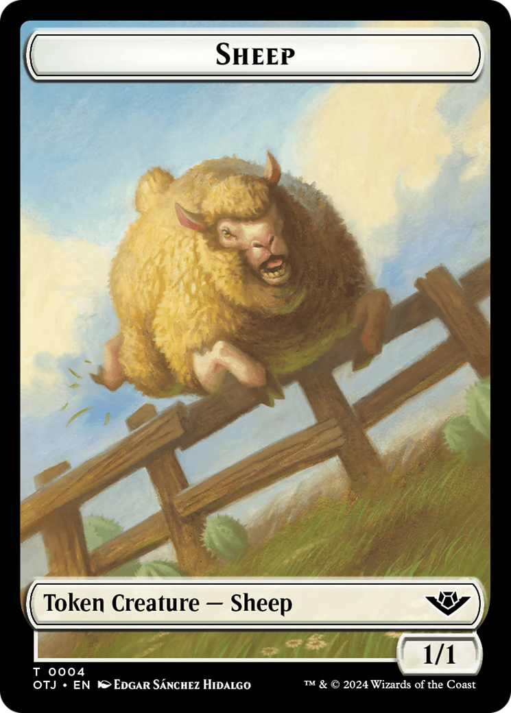 Mercenary // Sheep Double-Sided Token [Outlaws of Thunder Junction Tokens] | Mega City Incorporated