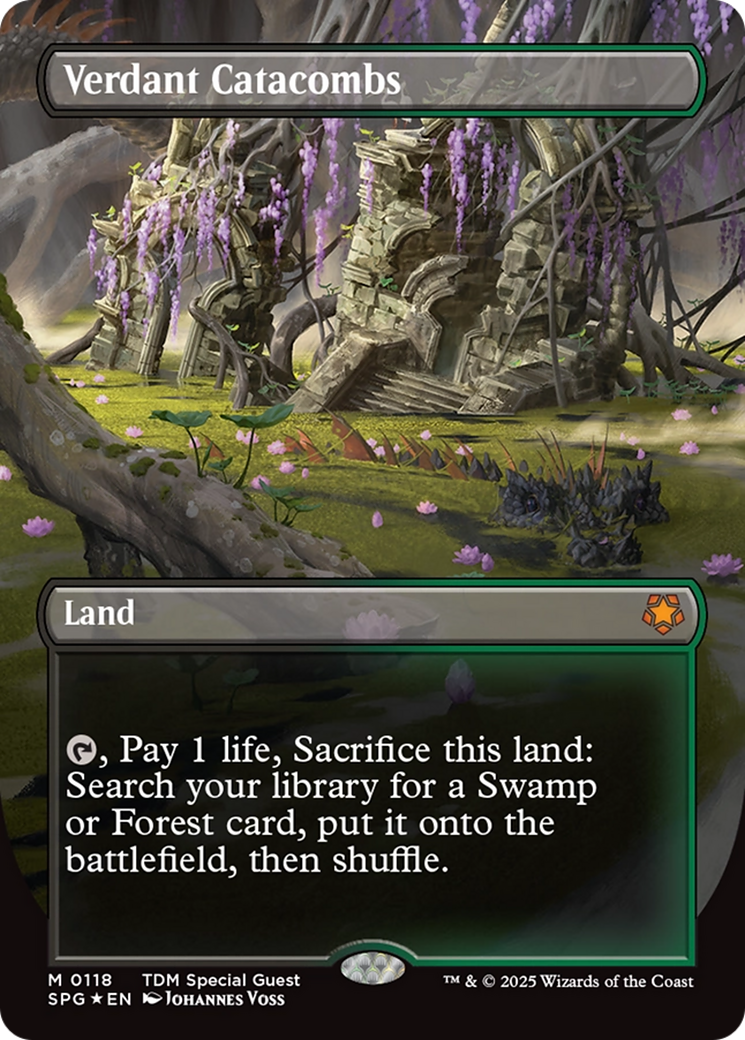 Verdant Catacombs (Borderless) (Dragonscale Foil) [Tarkir: Dragonstorm Special Guests] | Mega City Incorporated