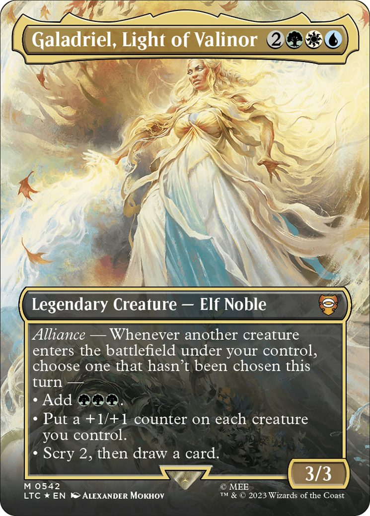 Galadriel, Light of Valinor (Borderless) (Surge Foil) [The Lord of the Rings: Tales of Middle-Earth Commander] | Mega City Incorporated