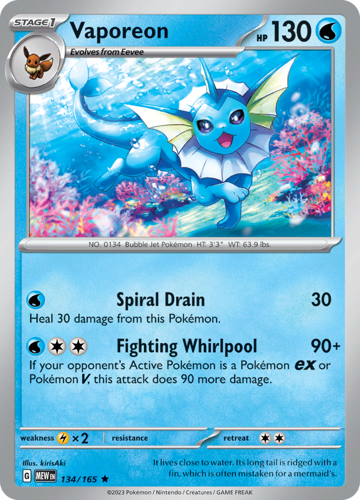 Vaporeon (134/165) [Scarlet & Violet 151] | Mega City Incorporated