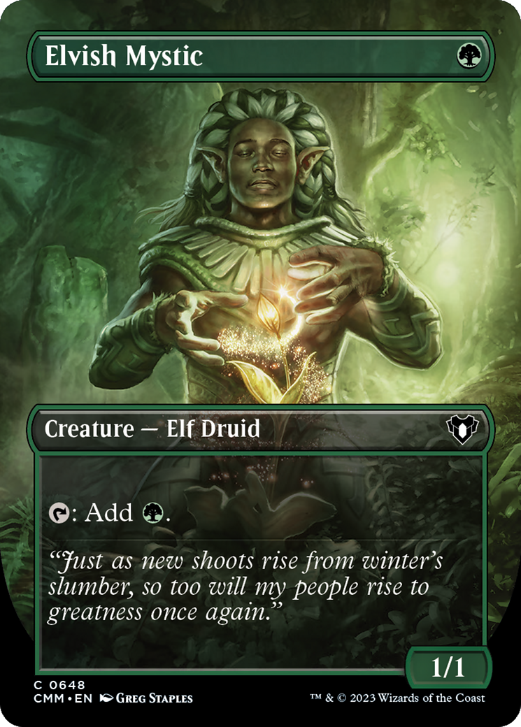 Elvish Mystic (Borderless Alternate Art) [Commander Masters] | Mega City Incorporated