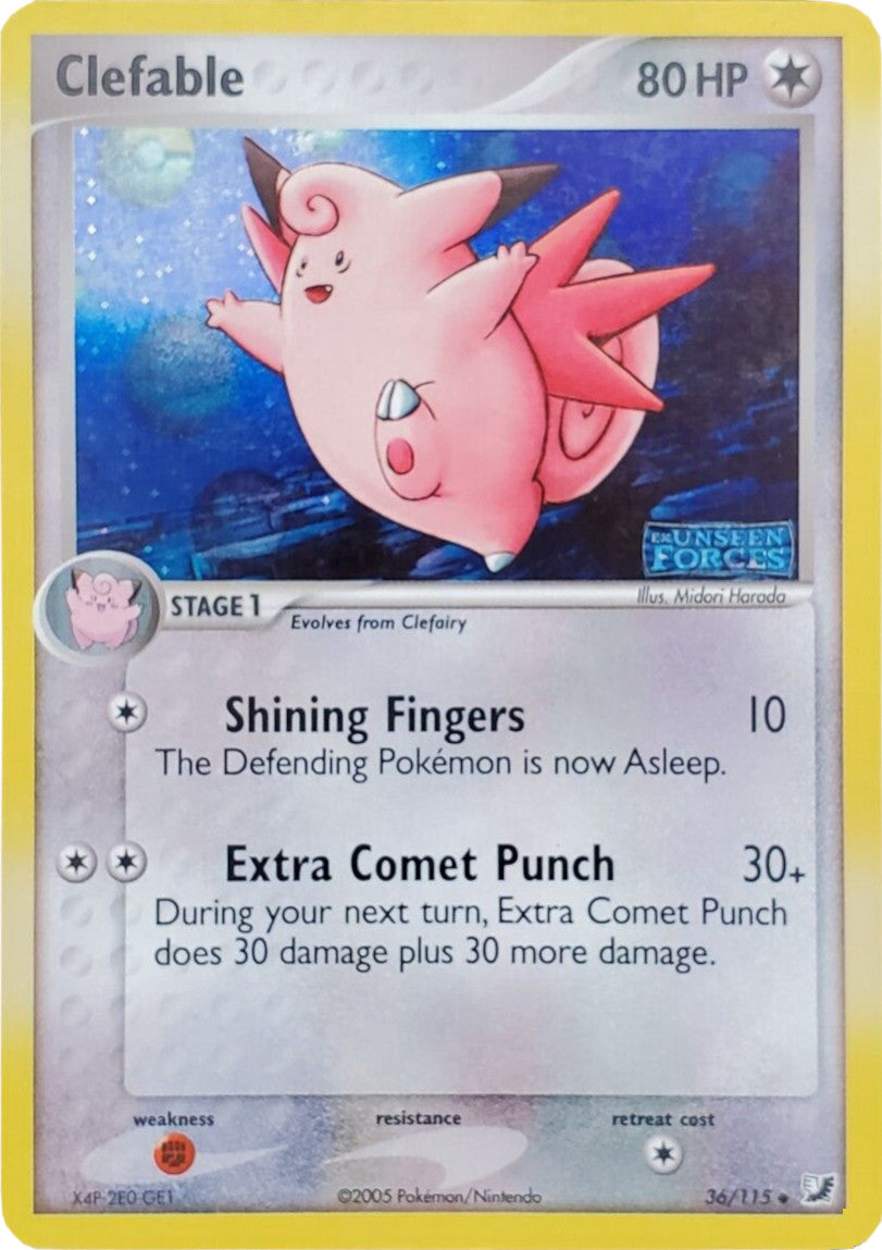 Clefable (36/115) (Stamped) [EX: Unseen Forces] | Mega City Incorporated