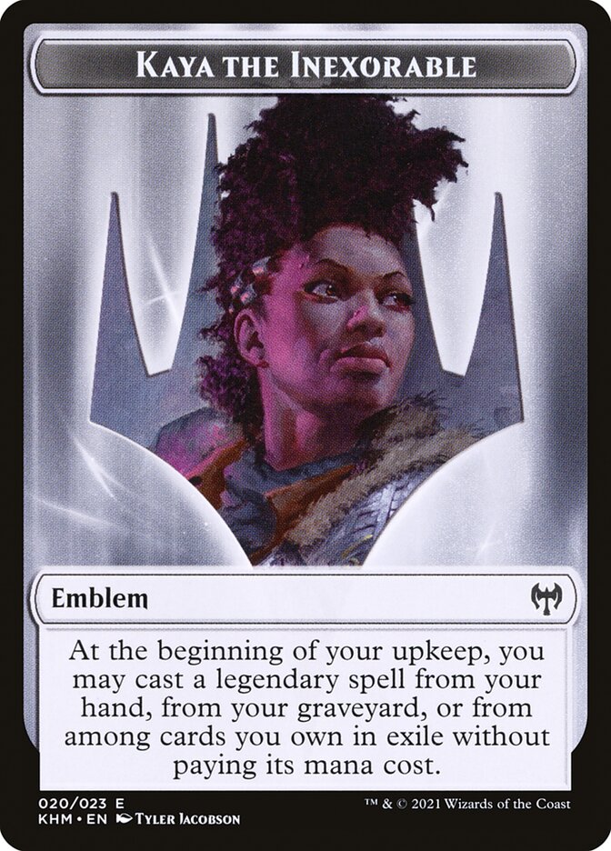 Human Warrior // Kaya, the Inexorable Emblem Double-Sided Token [Kaldheim Tokens] | Mega City Incorporated