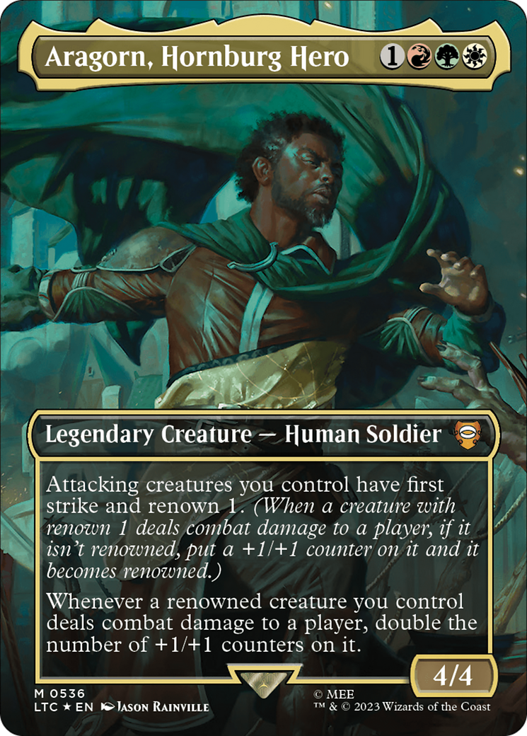 Aragorn, Hornburg Hero (Borderless) (Surge Foil) [The Lord of the Rings: Tales of Middle-Earth Commander] | Mega City Incorporated