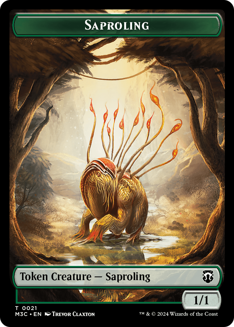 Saproling (Ripple Foil) // Emblem - Garruk, Apex Predator Double-Sided Token [Modern Horizons 3 Commander Tokens] | Mega City Incorporated