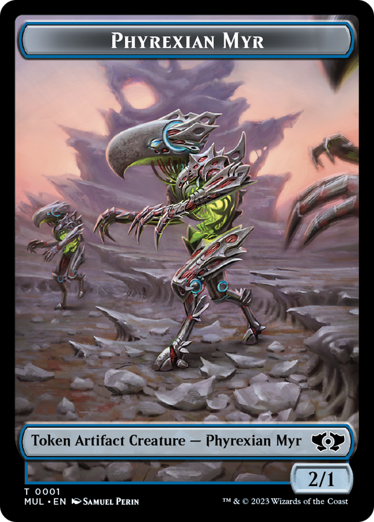 Phyrexian Myr // Wrenn and Realmbreaker Emblem Double-Sided Token [March of the Machine Tokens] | Mega City Incorporated